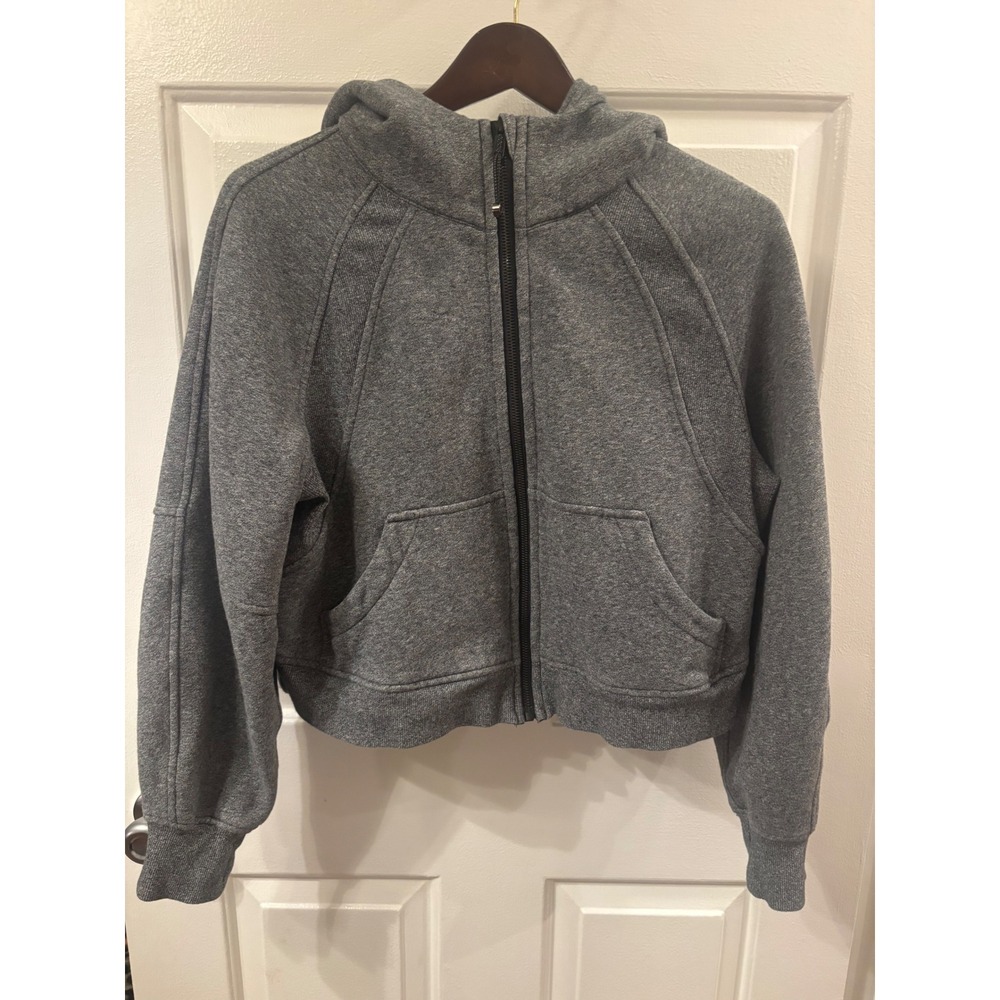 Lululemon Scuba Oversized Full Zip Hoodie Heathered Grey XS/S Cropped Sweatshirt